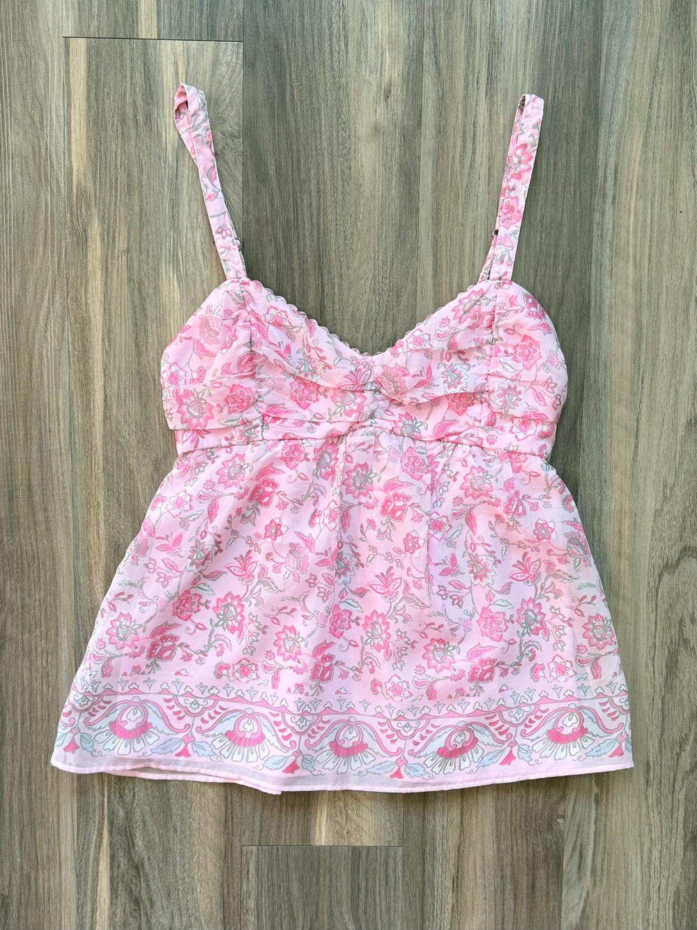 Hollister Pink Floral Babydoll Top Size S